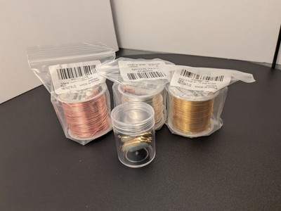 Lot of 3 Anezus 18 Gauge Craft Wire Spools SI, GRose, Gold, sed w/Stone Pendants