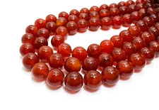 🔥 Carnelian Round Beads – Natural Red Orange Smooth Gemstone Strand - PG287