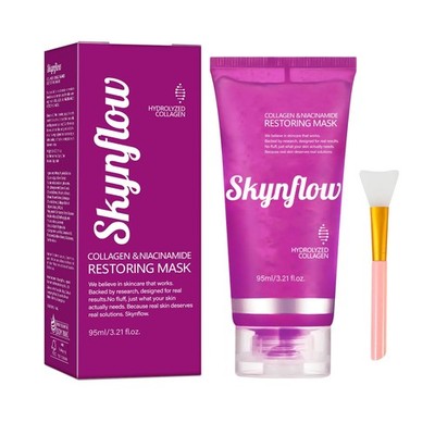 Skynflow Overnight Hydrating Sleep Mask 95ml with Silicone Brush - 3-in-1 Was...