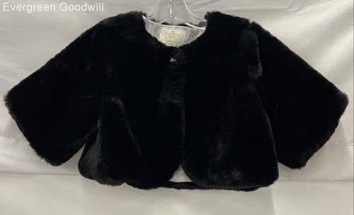 Kate Spade Kids Black Faux Fur Short Jacket Size 140/10Y