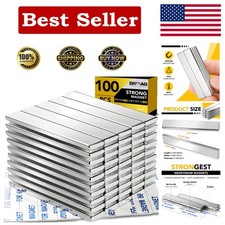 Versatile 100 Pack Neodymium Magnets - Rectangular Bars for Home or Office Use