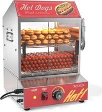 2-Tier Hot Dog Steamer 175 Hot Dogs & 40 Buns Capacity, 31.7QT/30L w/Bun Warmer