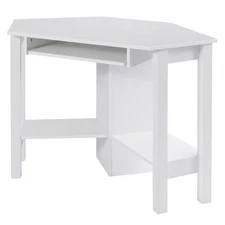 Wooden Corner Desk W/ Drawer Computer Table Study Desk for Office Home White