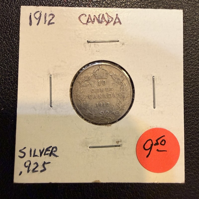 1912 Canada 10 Cents Silver Coin T327