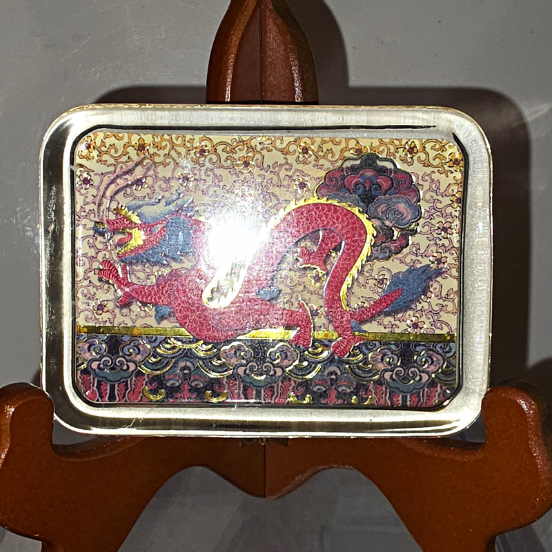Clear Glass Rectangular Dragon Design Decorative Paperweight, Multicolor
