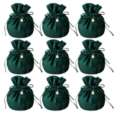 20 Pcs Round Bottom Drawstring Velvet Gift Bags Jewelry Pouches with Pearl Be...