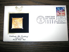 2000 1990s WORLD WIDE WEB CELEBRATE THE CENTURY Gold Golden Cover replica Stamp