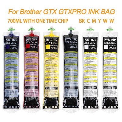 6*700ml High Quality GTX Pro DTG Ink Bag for Brother GTX-600 GTX-423 GTX-425 --
