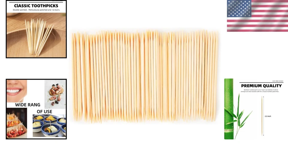 Versátiles palillos de dientes de bambú 12000 - perfectos para recoger cócteles y necesidades de cocina Foto 2 de 4