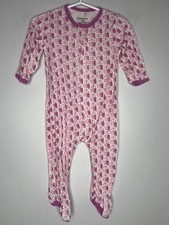 Magnetic Me Baby Footed Sleeper Pajamas 6-9 Months Pink Print Modal Lightweight