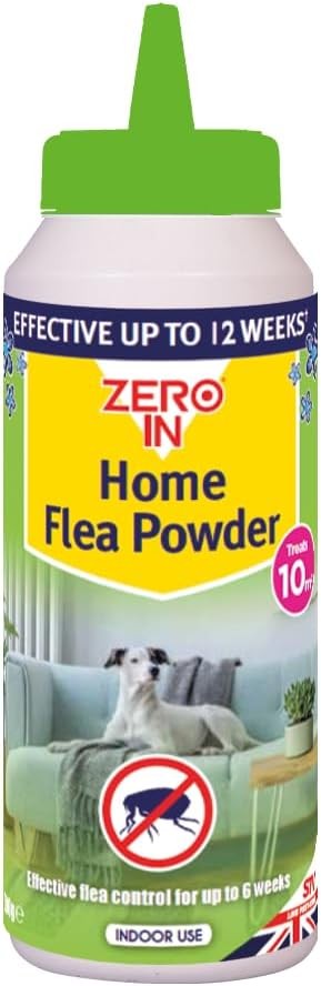 Zero In Home Flea Powder - 300 g. Off-Pet Treatment Controls Fleas and Larvae i