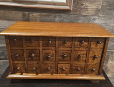 Antique 18 Drawer Hardwood Table Top Apothecary Cabinet ~ EXCELLENT COND ~