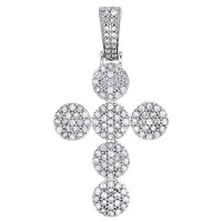 "10K WeißGold Rund Diamant AnhäNger ReligiöS Kreuz 1.90 \" Statement 2 Karat"