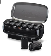 Conair Hot Rollers 12 Jumbo 1½" Heated Hair Rollers with Clips,Hot Curlers Black