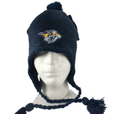 NASHVILLE PREDATORS NHL 9o's Vtg Knit Beanie Winter Hat w/ tassels New Zephyr