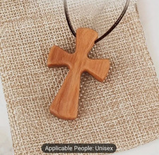 Wooden Orthodox Cross Pendant Necklace