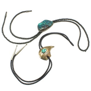 Southwest Sterling Turquoise Braided Cord 38 40in Bolo Tie Lot of 2 #S5200 2