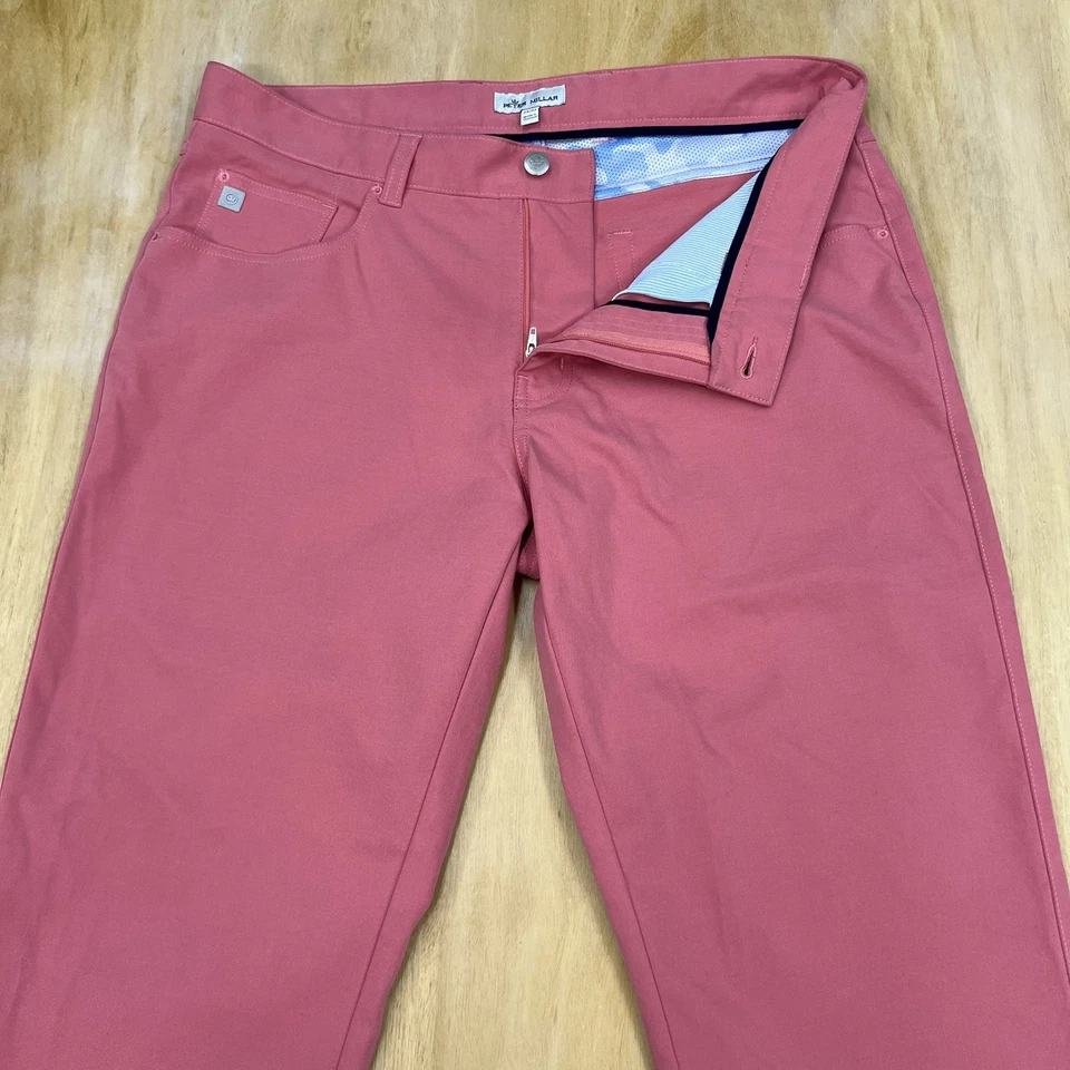 Pantalones de golf Peter Millar EB66 Performance cinco bolsillos para hombre 34x32 ajuste clásico rosa Foto 4 de 4