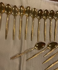 Set of  20 Pieces Teaspoon Jh Golden Bouquet Spoons EUC Floral 7” Flatware ￼