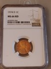 1974 D Lincoln Penny NGC MS66 RD — photo 4