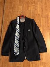 Vintage Ratner Blue Suit Polyester With Tie Men  s size 40 EUC 1970  s