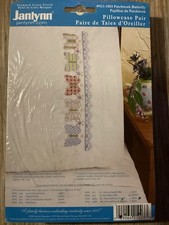 Janlynn Stamped Cross Stitch Pillow Cases Pair 20x30  Butterflies