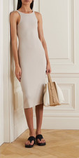 REFORMATION Bone Bel Ribbed Stretch Organic Cotton Tencel Midi Dress XL = 12 NEW