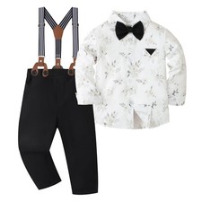 Boy Suit Set with Suspenders  Bow Tie, Formal Wedding and Christmas Outfits ...
