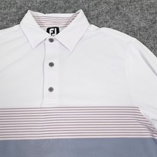 FootJoy Color Block Performance Polo Shirt Mens Medium White Gray Pink Golf