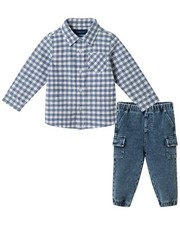 Andy  Evan Button-Down Denim Jogger Set Grey 0/3M