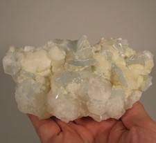 5.2" Blue BARITE on White CALCITE Crystals Cluster - Missour, Morocco - 1.3 lbs.