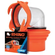 RhinoFlex Clear RV Sewer Hose Elbow w/4-in-1 Adapter -Made in the USA