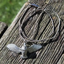 Vintage Liquid Silver Owl Necklace 925 Sterling Silver Beads Native Style