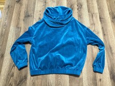 Polarn O. Pyret Sweater, Girl's Size 10-12 Yrs, Blue, velour, cowl, Pullover