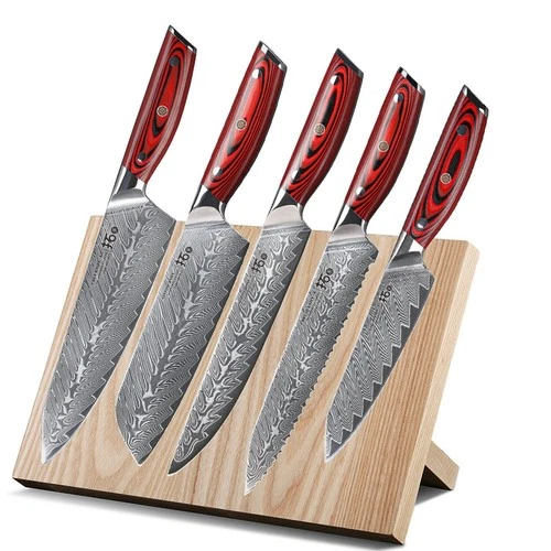 6Pcs TURWHO Kitchen Chef Knife Block Set Japanese VG10 Damascus Steel Knives