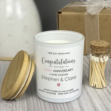 Personalised 4th Wedding Anniversary Candle Scented Soy Wax Gift Present Votive