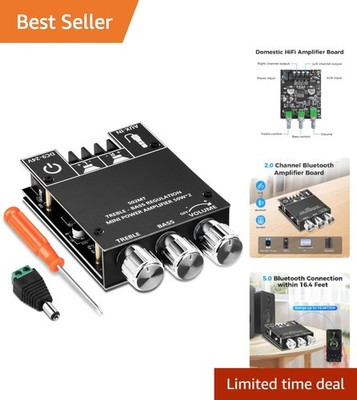 Ultra-Compact Bluetooth 2.0 Channel Amp Board - 100W Output with Protections