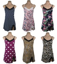 Women's Printed PJ Nightgown Camisole with Lace Trims Sizes S-2XL New