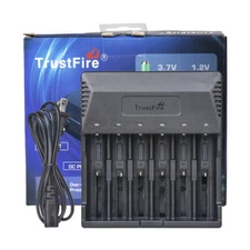 Smart Battery Charger 6Slot f/ 26650 3.7V Lithium Rechargeable Battery AAA Ni-MH