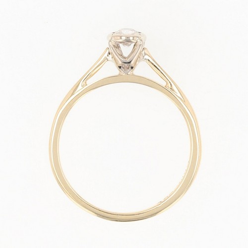 .15ct Diamond Solitaire Bezel-Set Engagement Ring 14k Multi-Tone Gold Size 5 - Picture 6 of 6