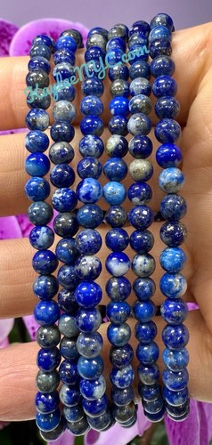 Lote al por mayor de 6 piezas de pulsera elástica de cristal lapislázuli natural de 4 mm 7,5"" de lapislázuli - Imagen 2 de 6