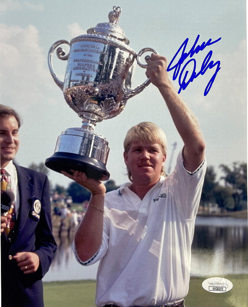 John Daly Autographed Signed 1991 PGA Championship Trophy 8x10 Photo - JSA 