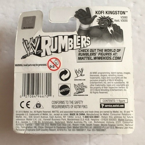 Rumblers Kofi Kingston WWE. Mini figura de acción de lucha libre Mattel de 2". Paquete de desgaste - Imagen 2 de 3