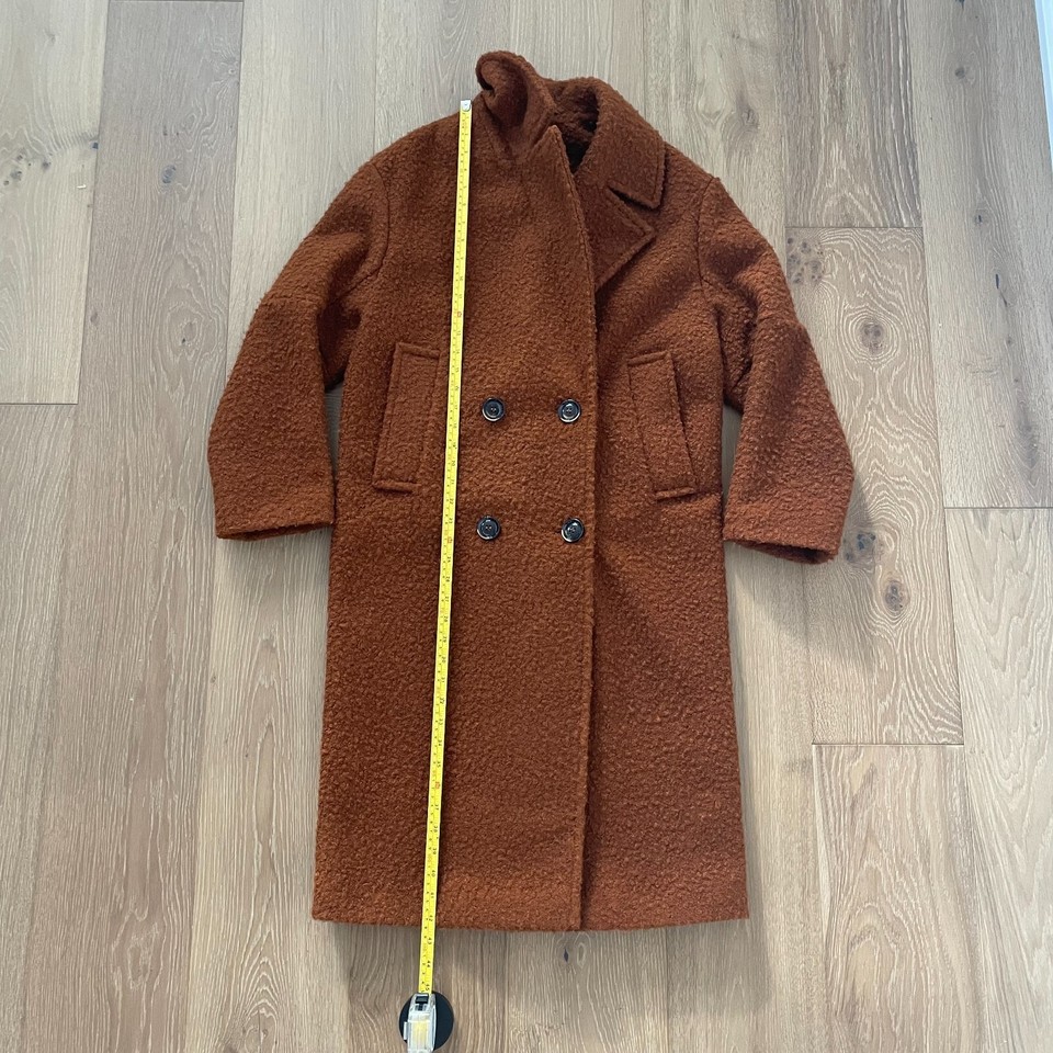 Coat Women 4 Brown Boucle Button Front Teddy Boxy Oversized