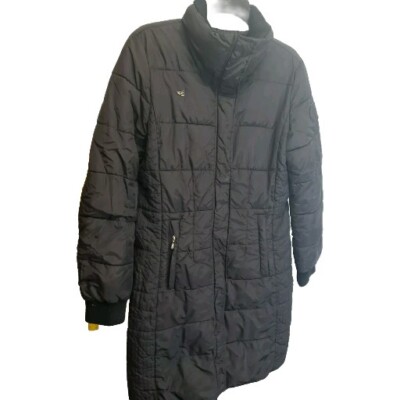 Esprit 1968 Jacket Long Black Quality Made Warm Zippered Pockets Size Medium 