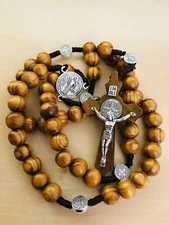 Saint Benedict Wooden Beads Rosary INRI Medal & Cross Catholic