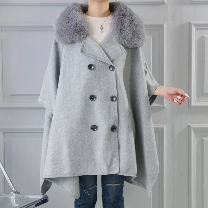 Women Faux Fur poncho Ladies Warm Winter Wrap Shawl Winter Cape Poncho UK