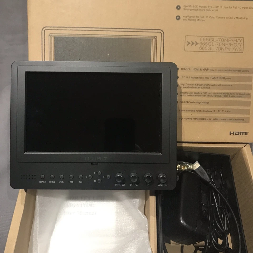 Lilliput 665GL-70NP/HO/Y 7" On-Camera HD Field Monitor LCD w/HDMI In HDMI Out - Image 4 of 4