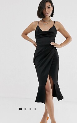 asymmetric draped midi dress Asymmetric Drape Midi Dress in Peacock UK6