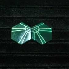 VTG 2 pc Belt buckle Art Nouveau style Emerald Green / Gold Metal Backing, Artsy